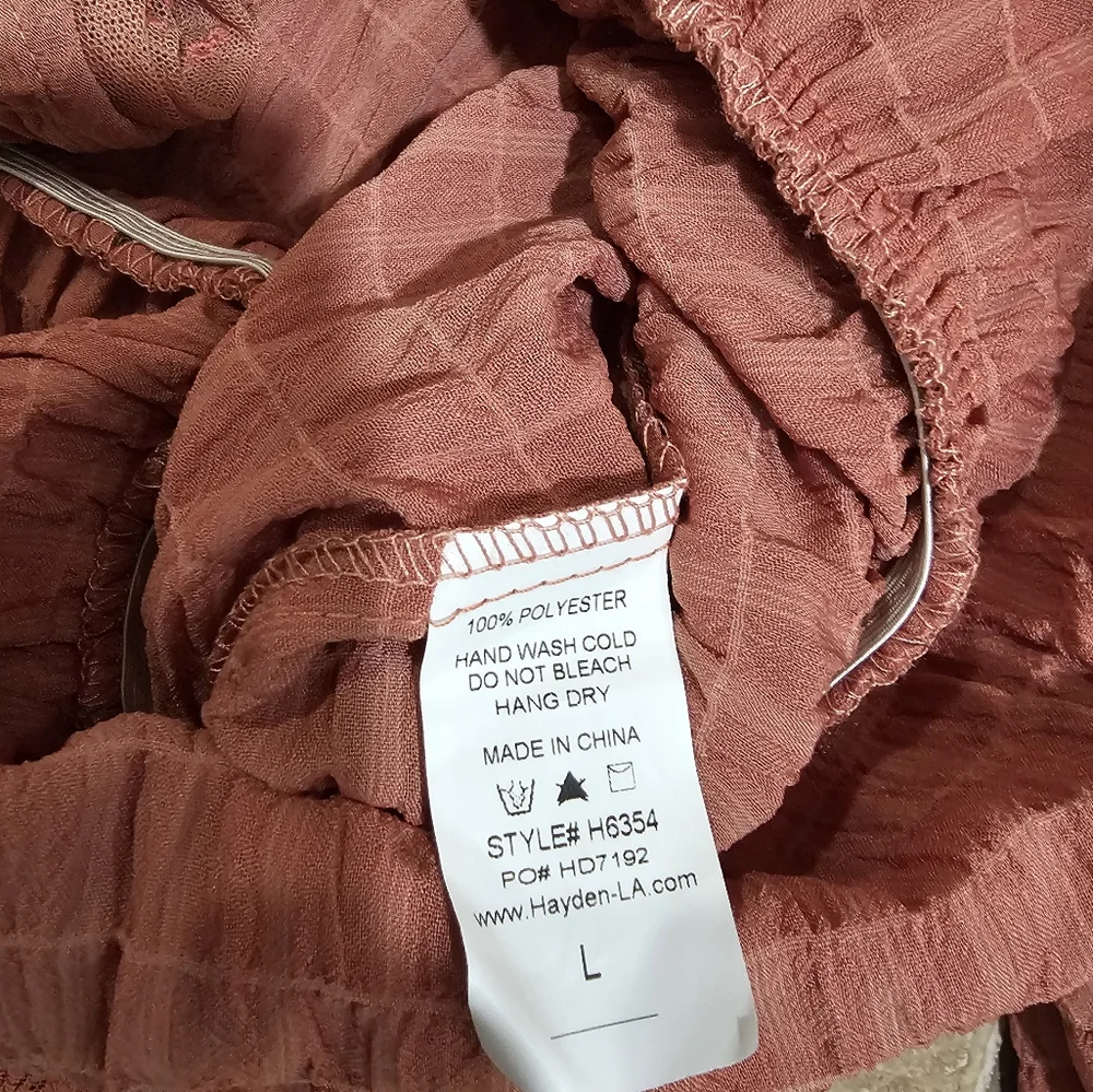 Hayden Los Angeles Women Large Dusty Rose Peasant Prairie Blouse Boho Festival - Picture 5 of 7
